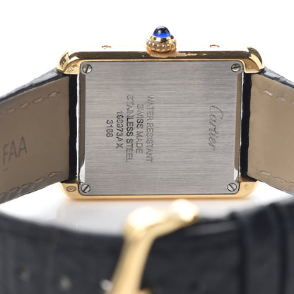 Cartier Stainless Steel 18K Yellow Gold Alligator 24mm Tank Solo Quartz Watch 4 of 5