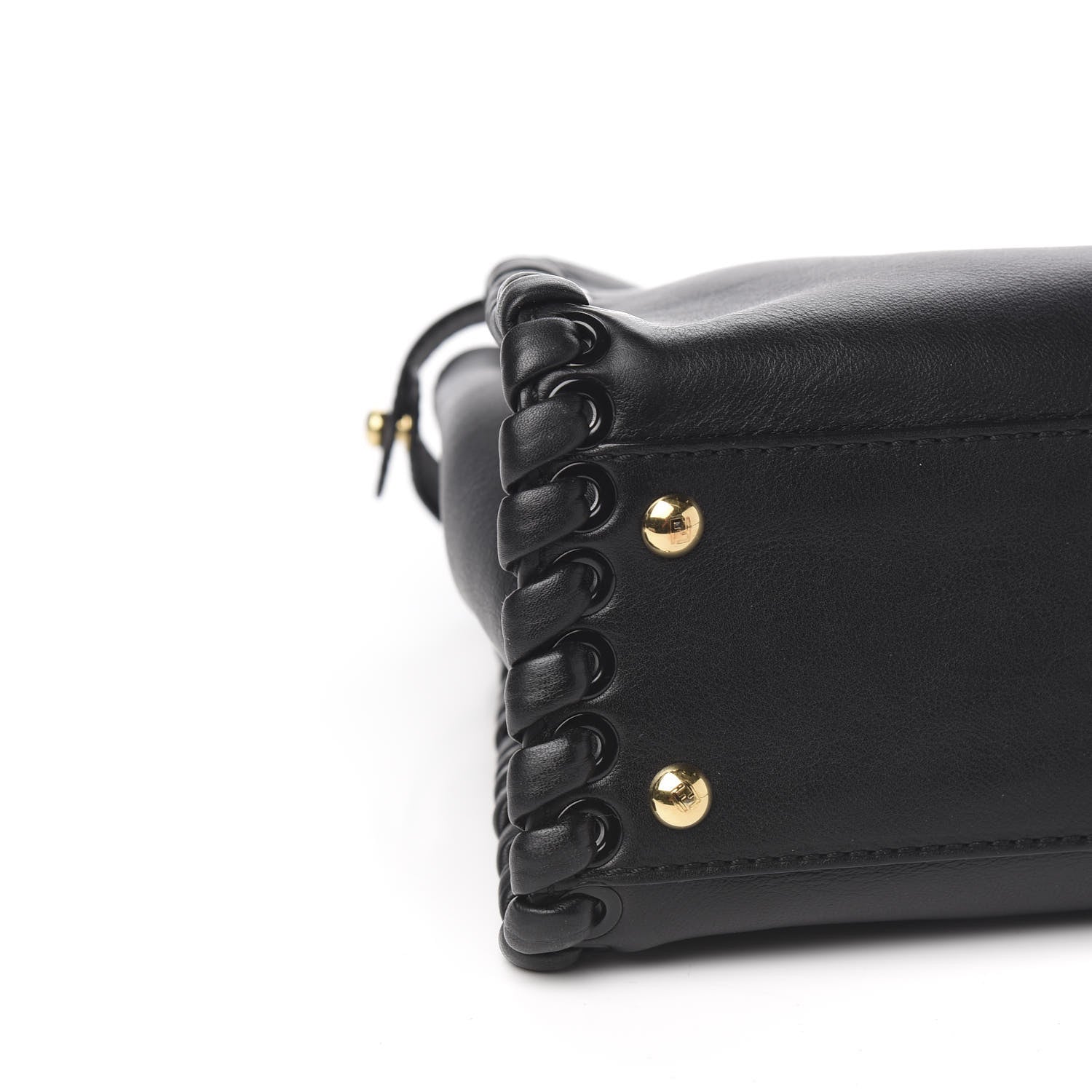 Fendi Vitello Seta Lace Up Medium Peekaboo Iconic Satchel Black 7 of 9