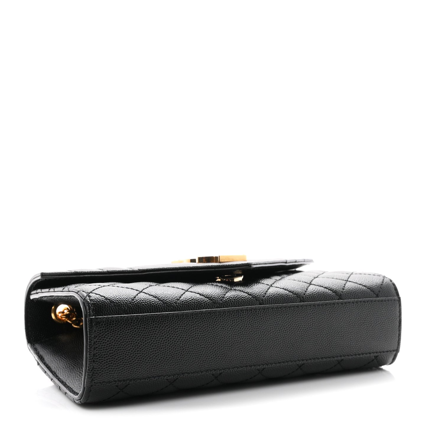 Grain De Poudre Textured Mixed Matelasse Triquilt Small Monogram Satchel Black