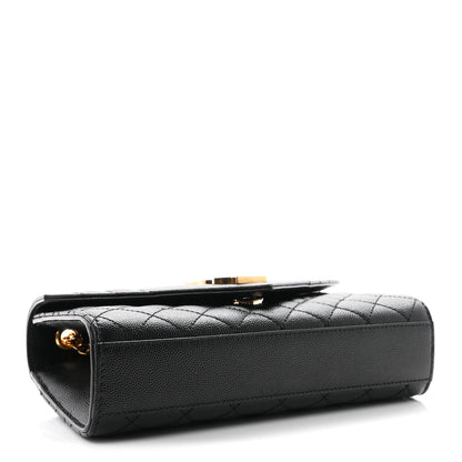 Saint Laurent Grain De Poudre Textured Mixed Matelasse Triquilt Small Monogram Satchel Black 4 of 10