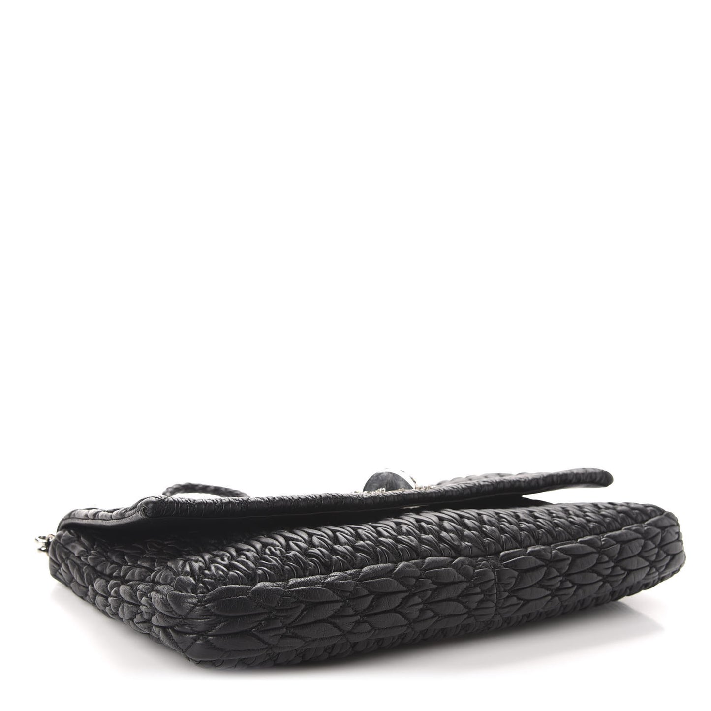 Nappa Matelasse Crystal Flap Clutch Black