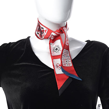 Hermes Silk Jeu de Cartes Twilly Rouge Black Ardoise 2 of 4