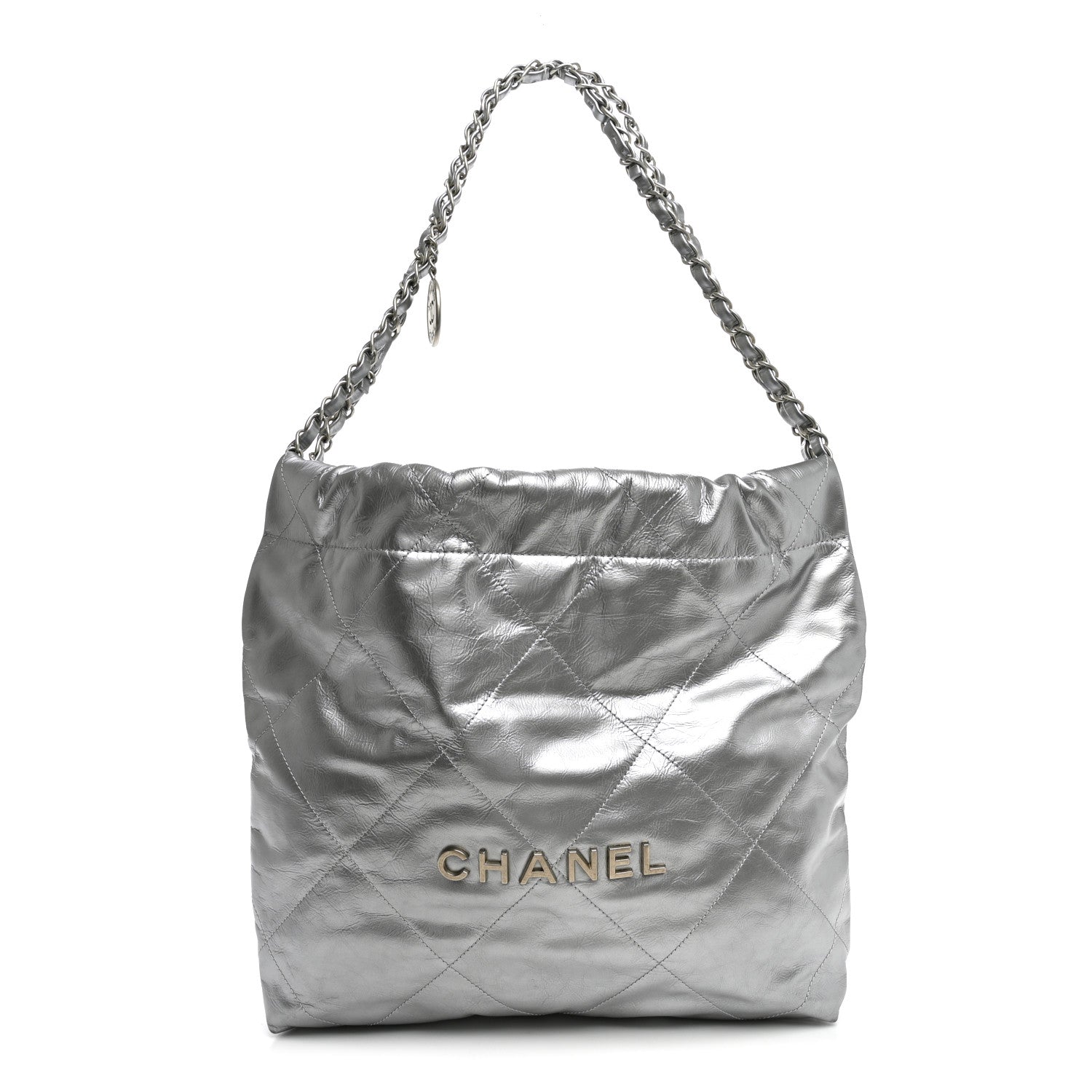 Chanel Metallic Calfskin Quilted Small Chanel 22 Silver 1 of 11