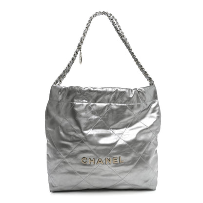 Chanel Metallic Calfskin Quilted Small Chanel 22 Silver 1 of 11