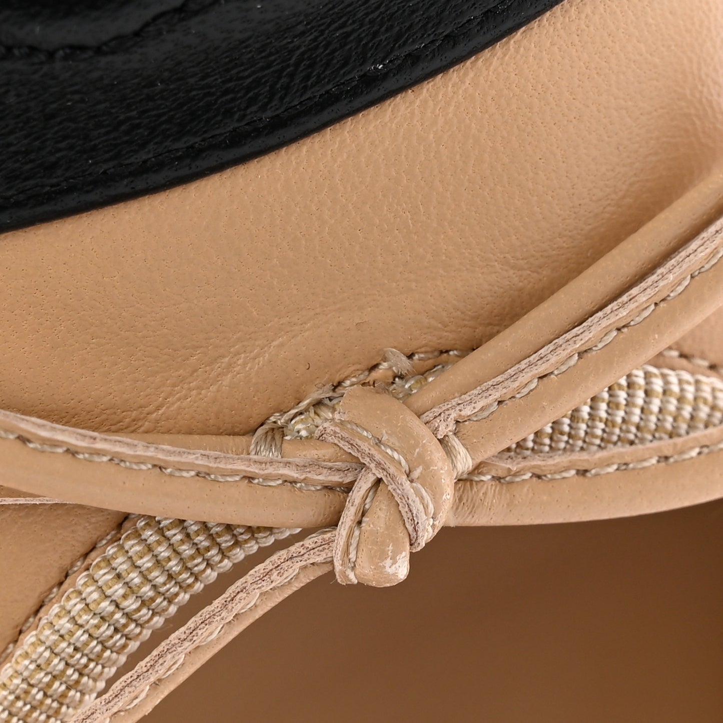 Lambskin Cap Toe CC Ballerina Flats 38 Beige Black
