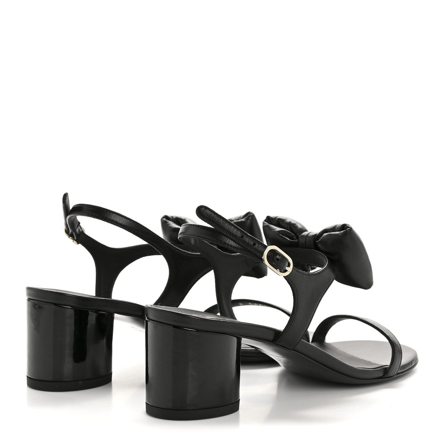 Lambskin CC Bow 55mm Sandals 36 Black