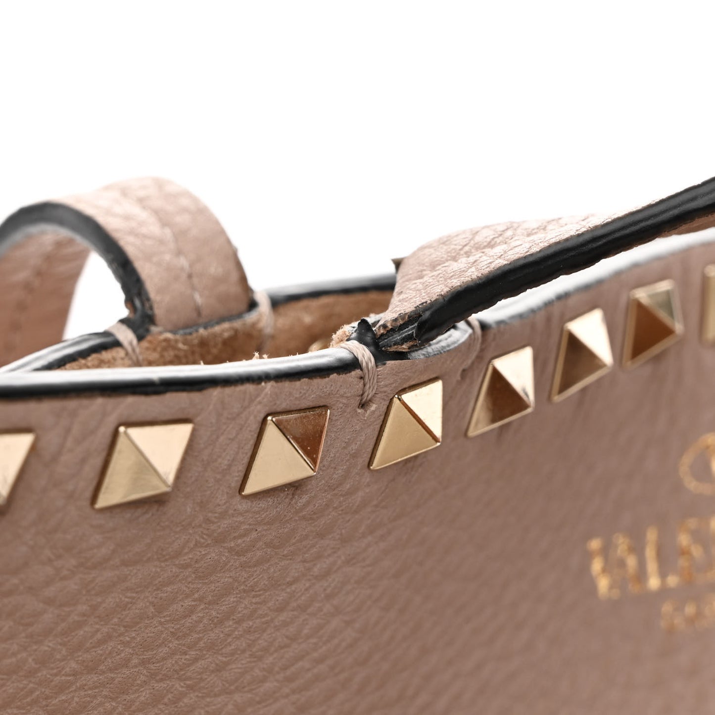 Grained Calfskin Rockstud Shoulder Tote Poudre