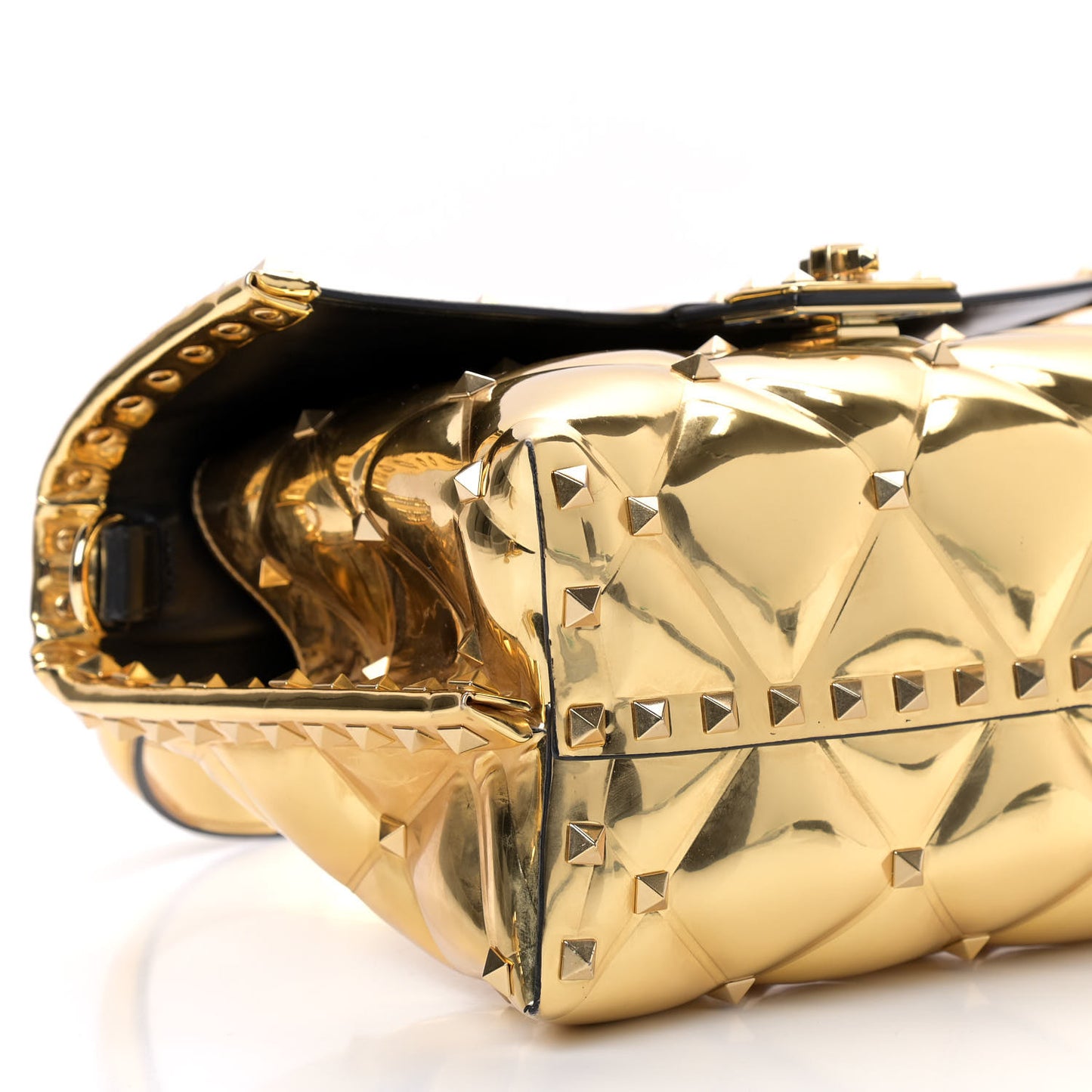Metallic PVC Candystud Top Handle Bag Gold