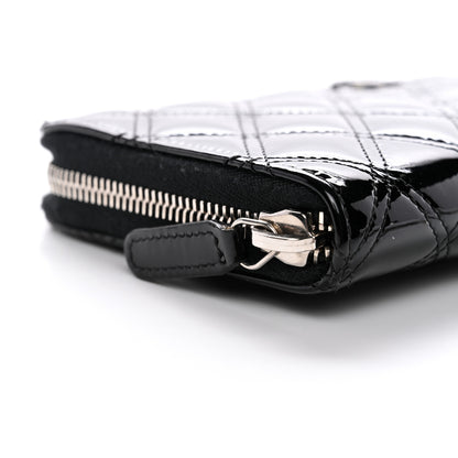 Chanel Patent Quilted Double Stitched Zip Around Wallet Black 12 of 12