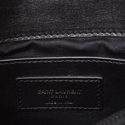 Saint Laurent Sheepskin Matelasse Chevron Monogram Medium College Bag Black 7 of 8