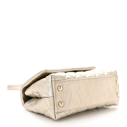 Chanel Metallic Aged Calfskin Quilted Mini Coco Handle Flap Gold 4 of 12