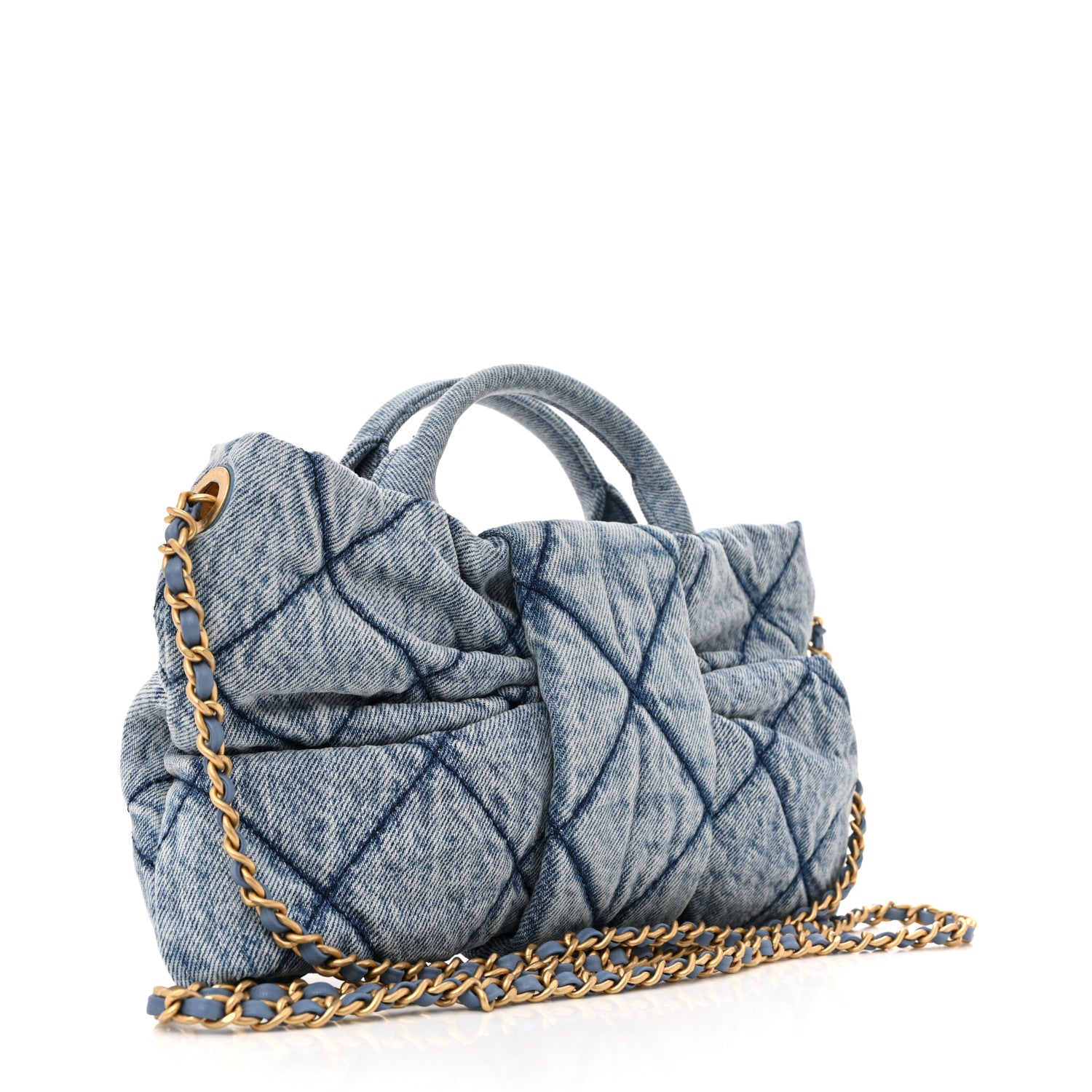 Chanel Washed Denim Quilted Mini Bow Bag Blue 3 of 12