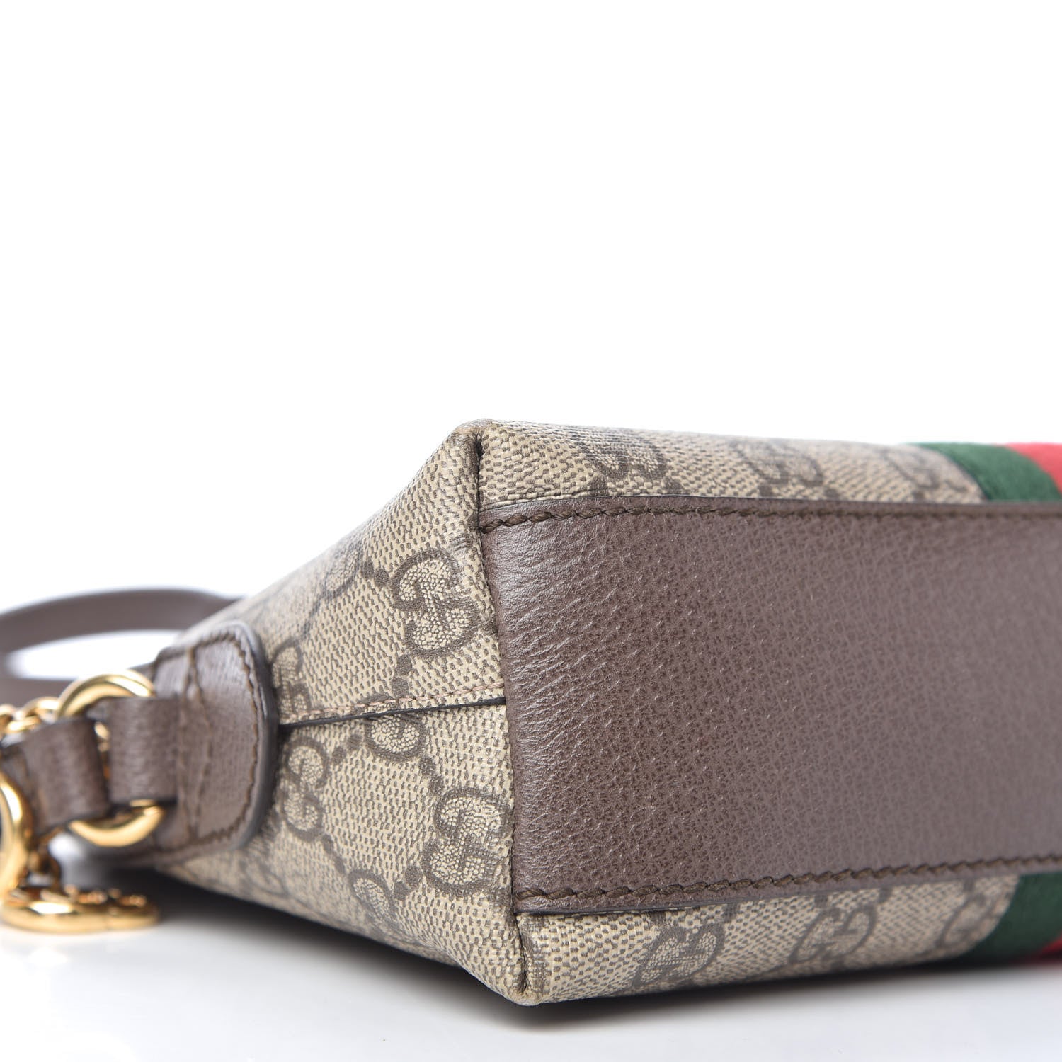 Gucci GG Supreme Monogram Textured Dollar Calfskin Web Small Ophidia Dome Shoulder Bag Beige Ebony New Acero 6 of 10