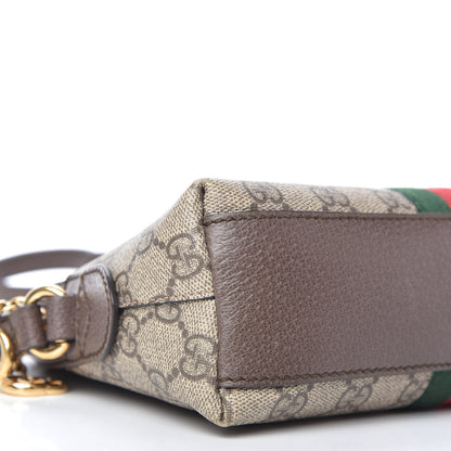 Gucci GG Supreme Monogram Textured Dollar Calfskin Web Small Ophidia Dome Shoulder Bag Beige Ebony New Acero 6 of 10