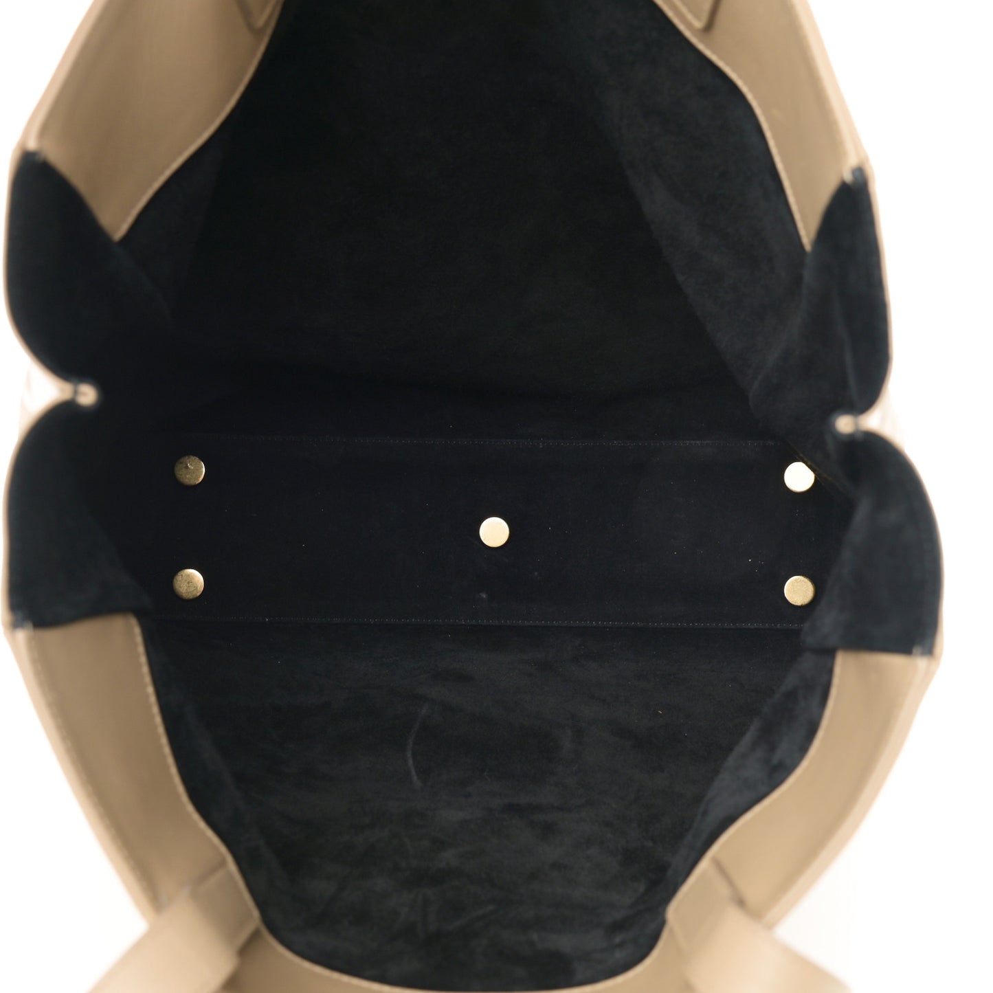 Calfskin Suede North South Reversible Shopping Tote Beige Black