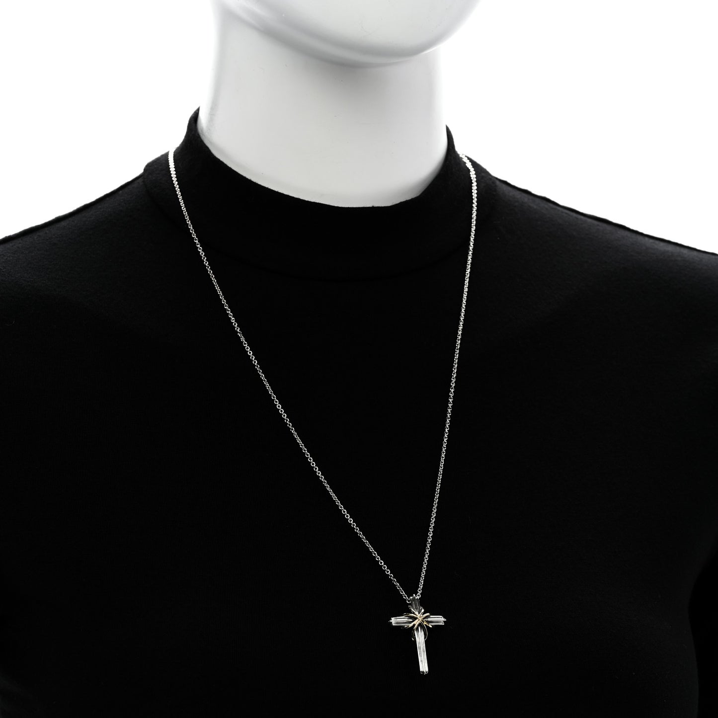 Sterling Silver 18K Yellow Gold Cross Pendant Necklace