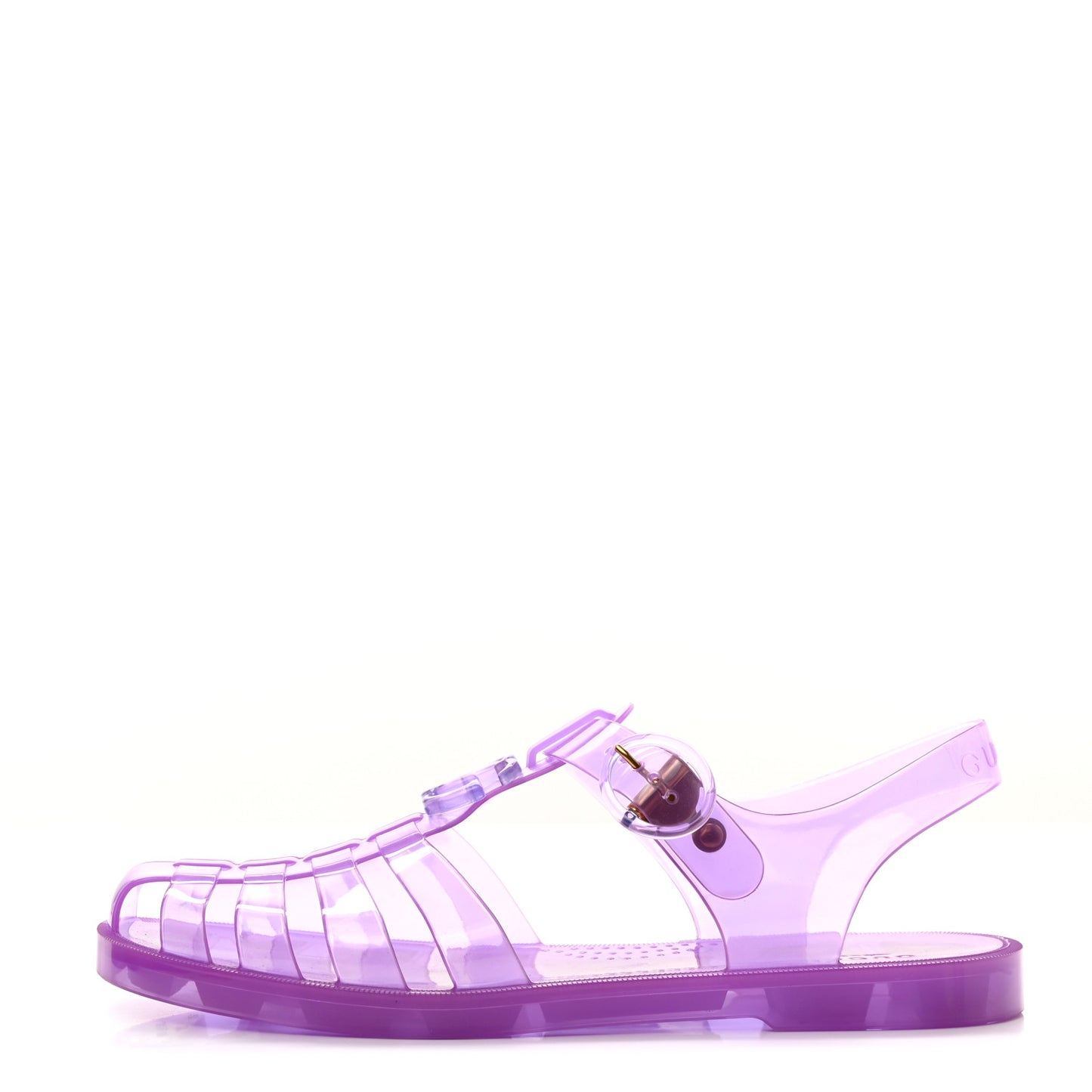Shiny Rubber Double G Buckle Strap Sandals 40 Lapis Transparent