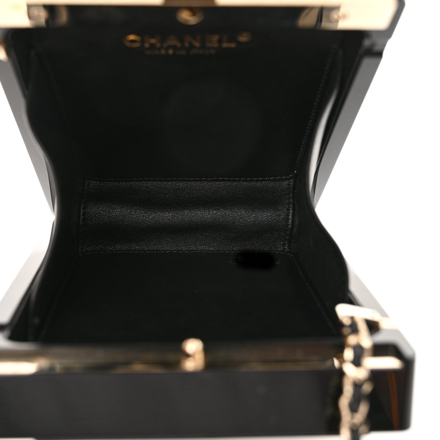 Plexiglass Strass Mosaic No 5 Minaudiere Clutch Black Gold