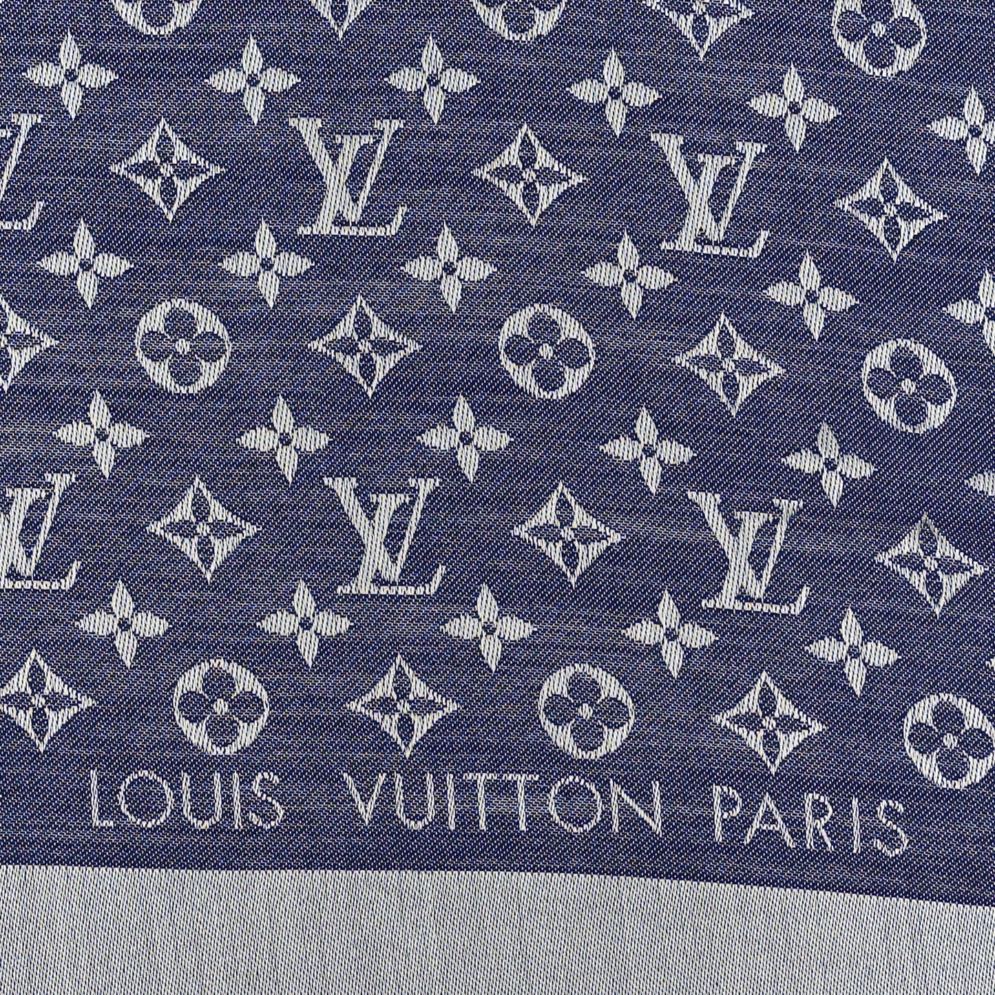 Silk Wool Monogram Denim Shawl Blue
