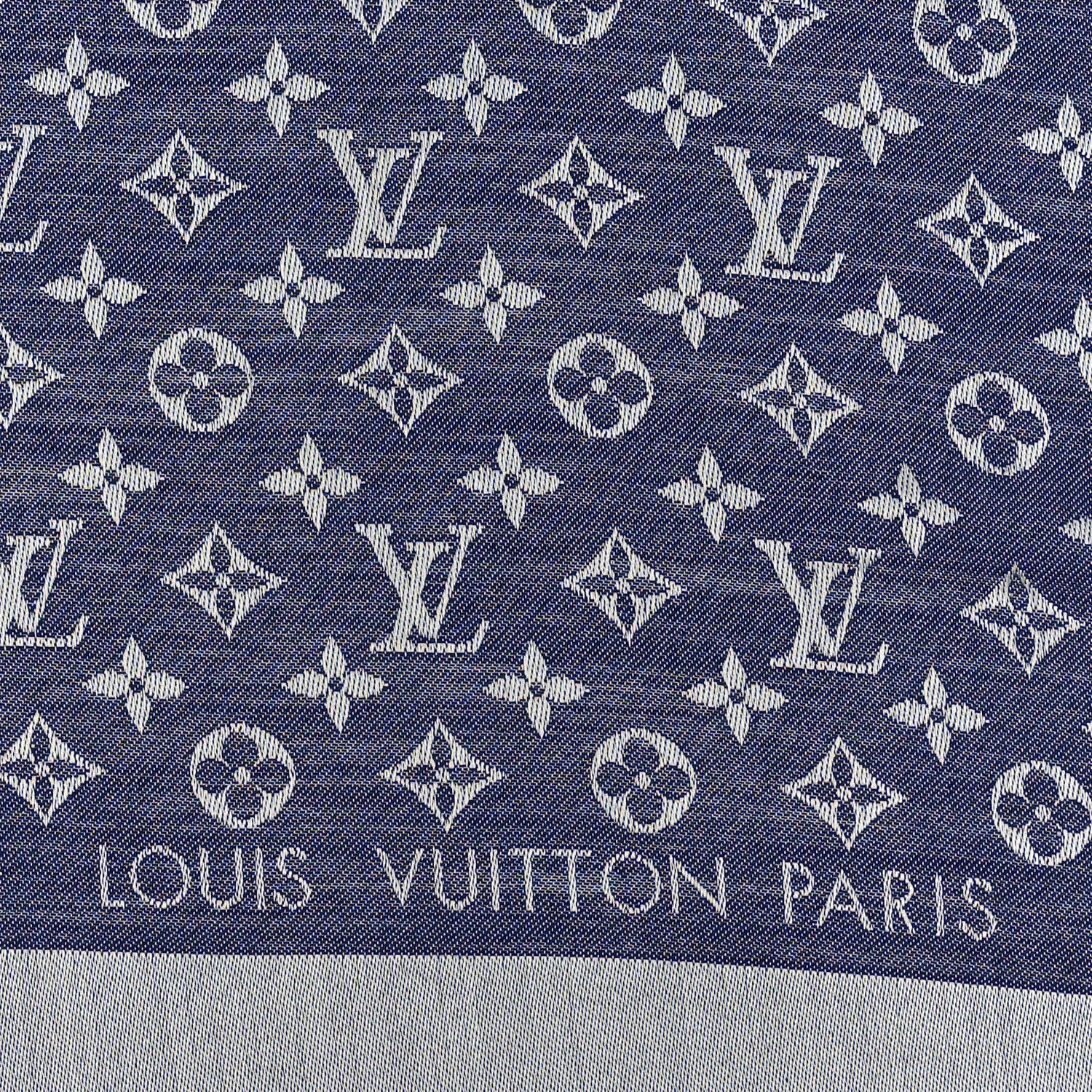 Louis Vuitton Silk Wool Monogram Denim Shawl Blue 3 of 3