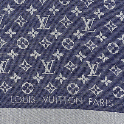Louis Vuitton Silk Wool Monogram Denim Shawl Blue 3 of 3