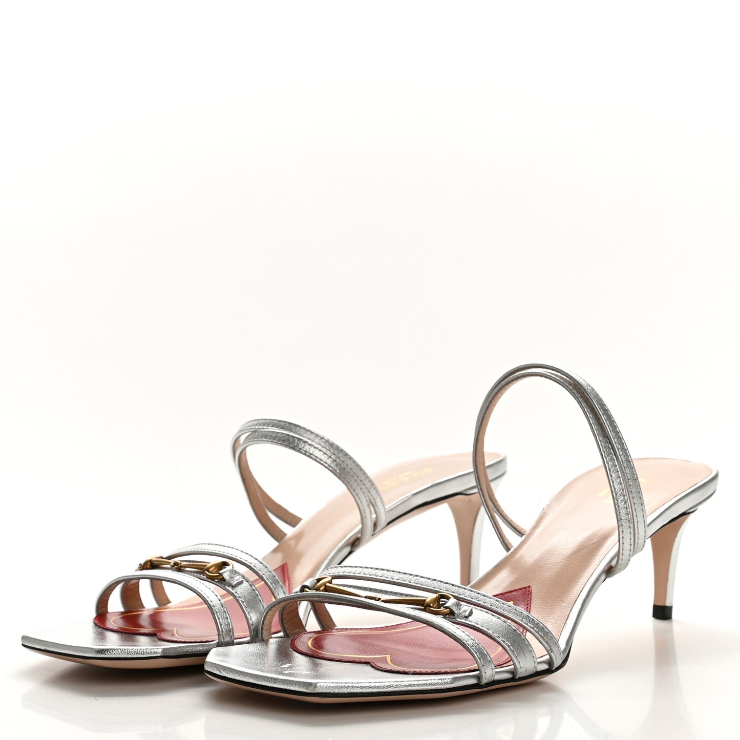 Metallic Nappa Victoria Strappy Horsebit Sandals 40 Silver
