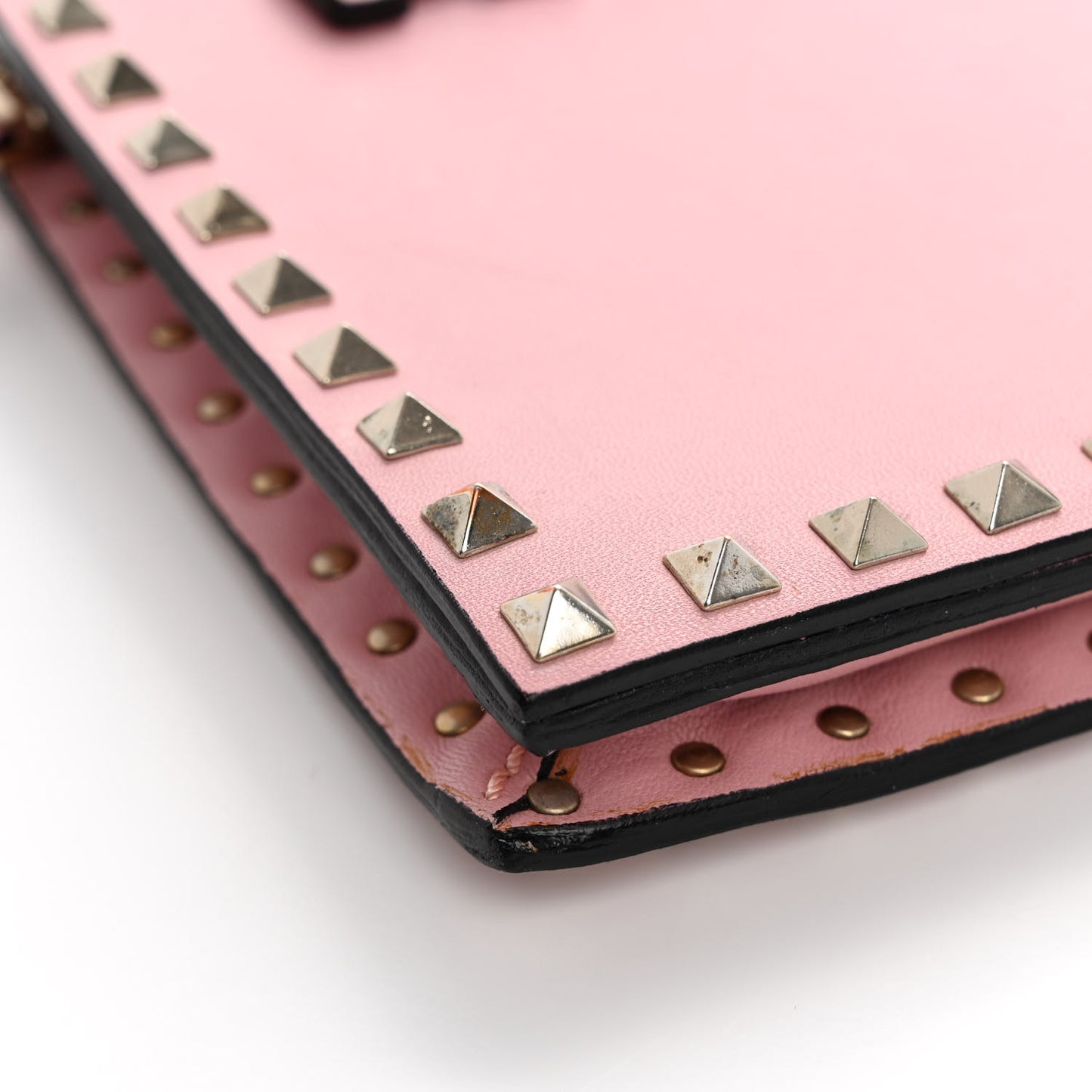 Nappa Rockstud Wristlet Clutch Water Rose