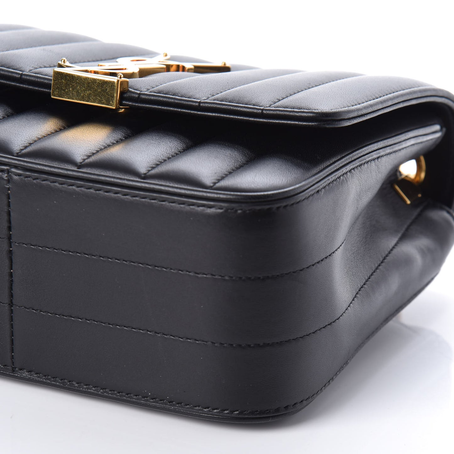 Lambskin Matelasse Monogram Medium Vicky Chain Bag Black