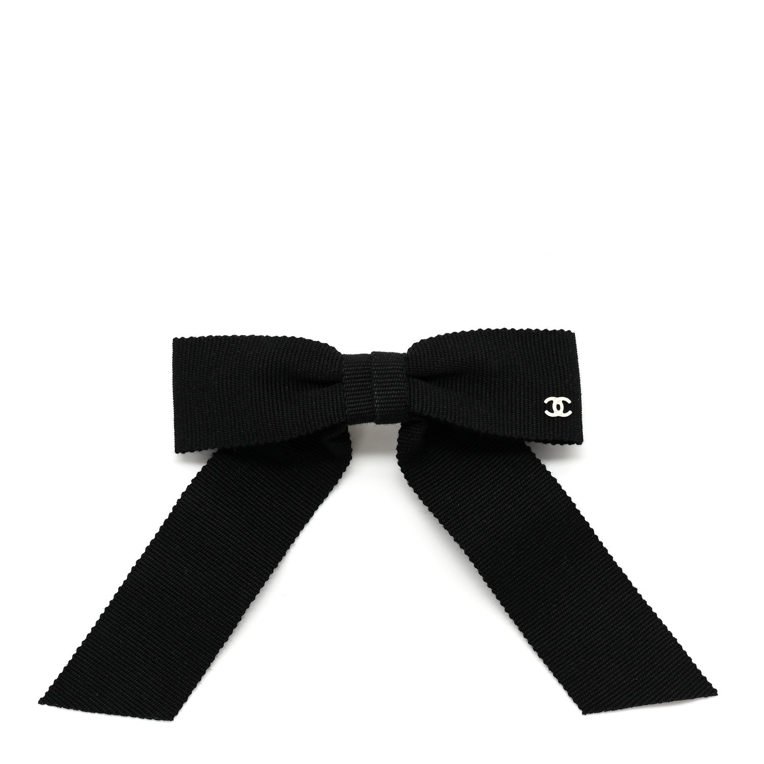Chanel Grosgrain Bow CC Hair Clip Black 1 of 3