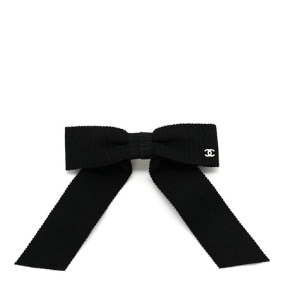 Chanel Grosgrain Bow CC Hair Clip Black 1 of 3