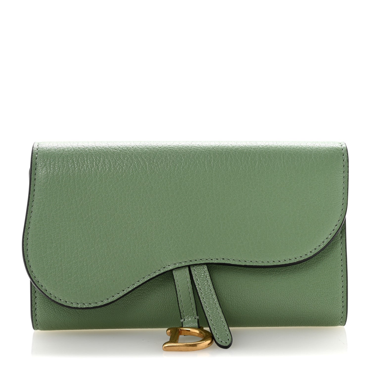 Christian Dior Goatskin Saddle Long Wallet Queen Mint 1 of 8