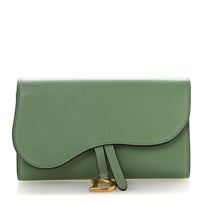 Christian Dior Goatskin Saddle Long Wallet Queen Mint 1 of 8