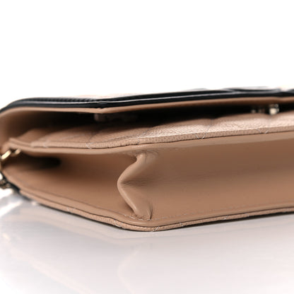 Chanel Caviar Quilted CC Filigree Wallet On Chain WOC Beige Black 9 of 12