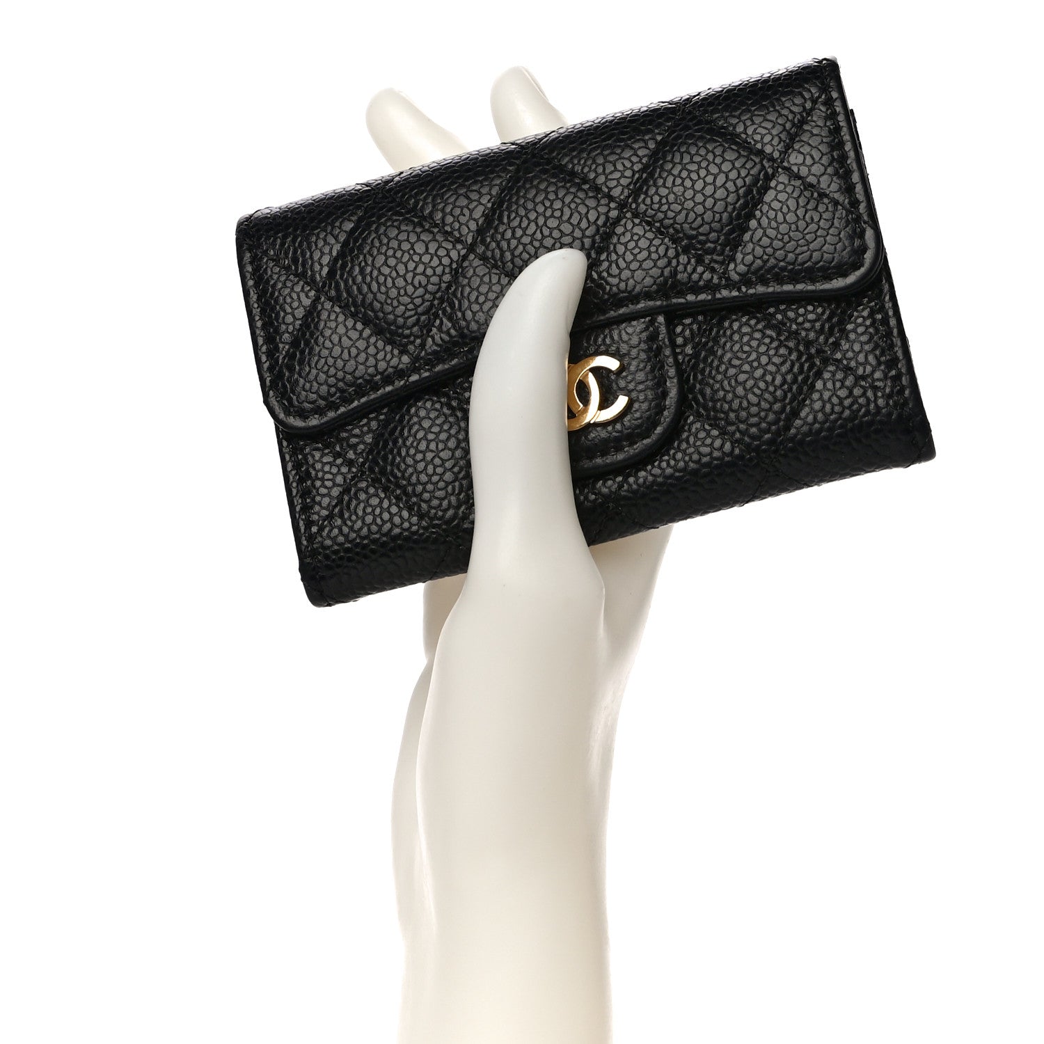 Chanel Caviar Quilted Flap Card Holder Wallet Black 2 of 11