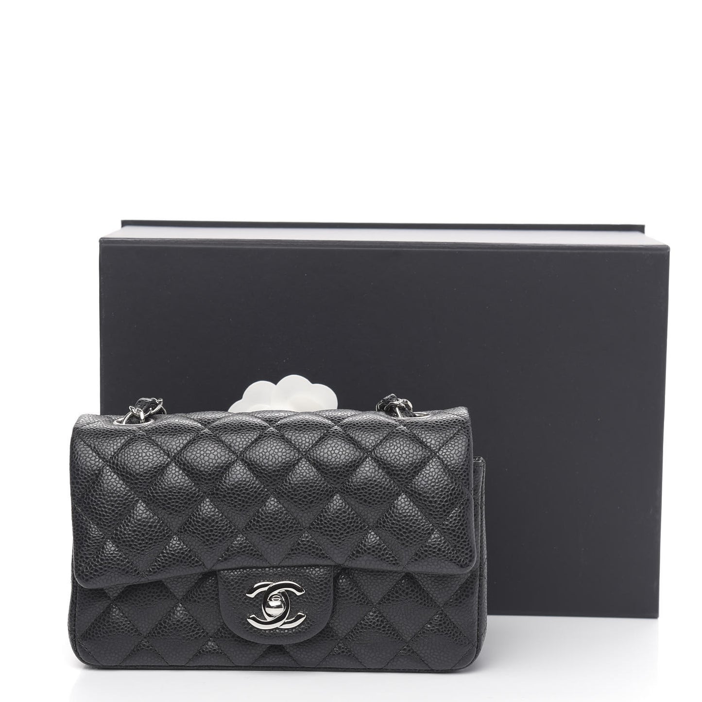 Caviar Quilted Mini Rectangular Flap Black