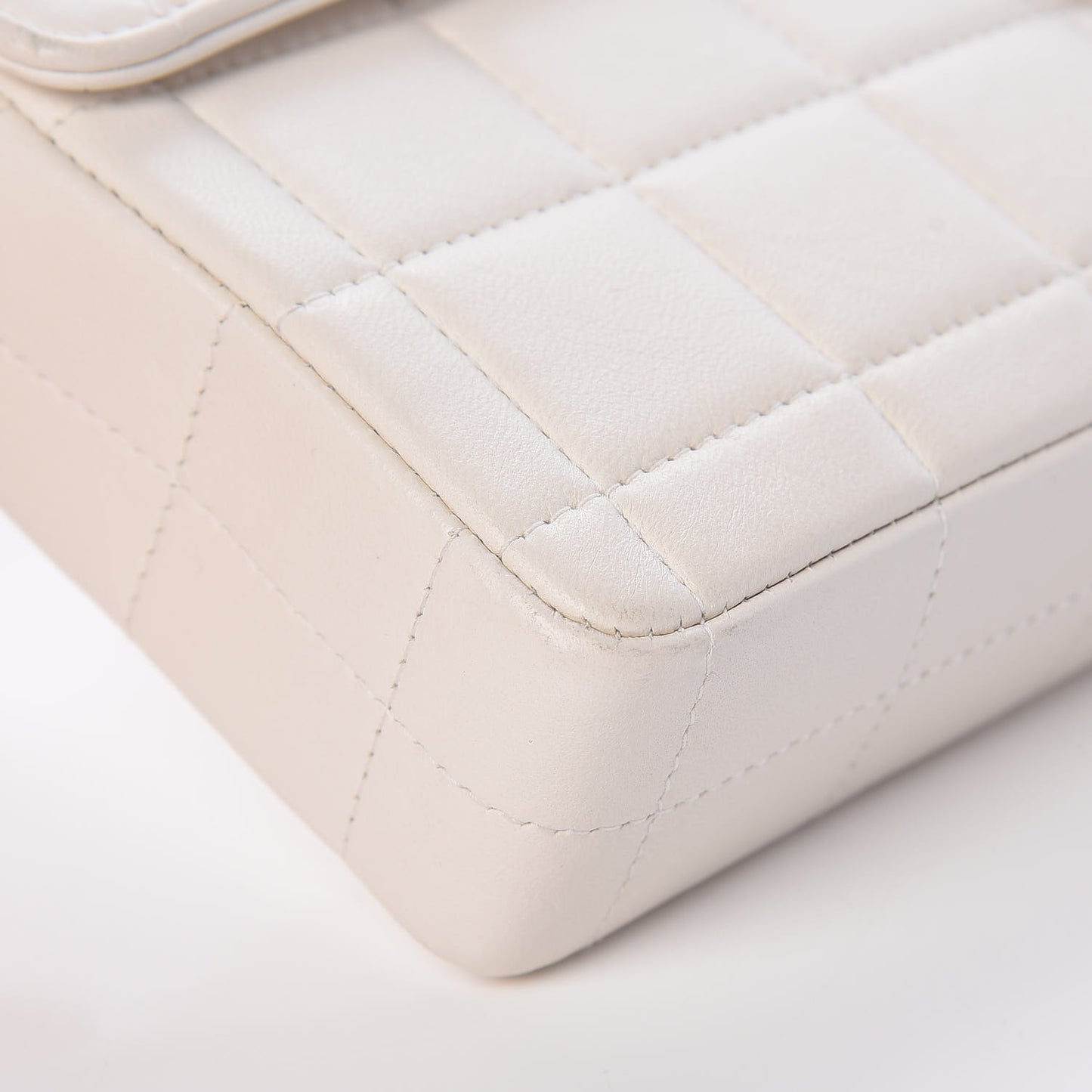 Lambskin East West Chocolate Bar Flap White