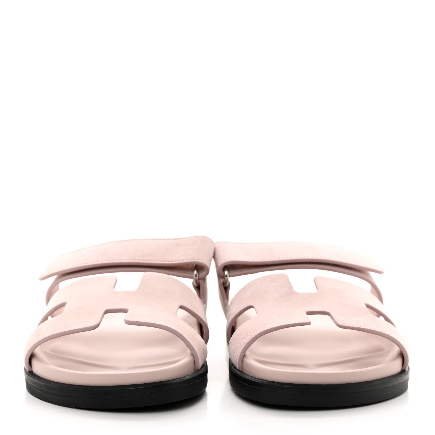 Hermes Suede Goatskin Womens Chypre Sandals 38.5 Rose Porcelaine 2 of 8
