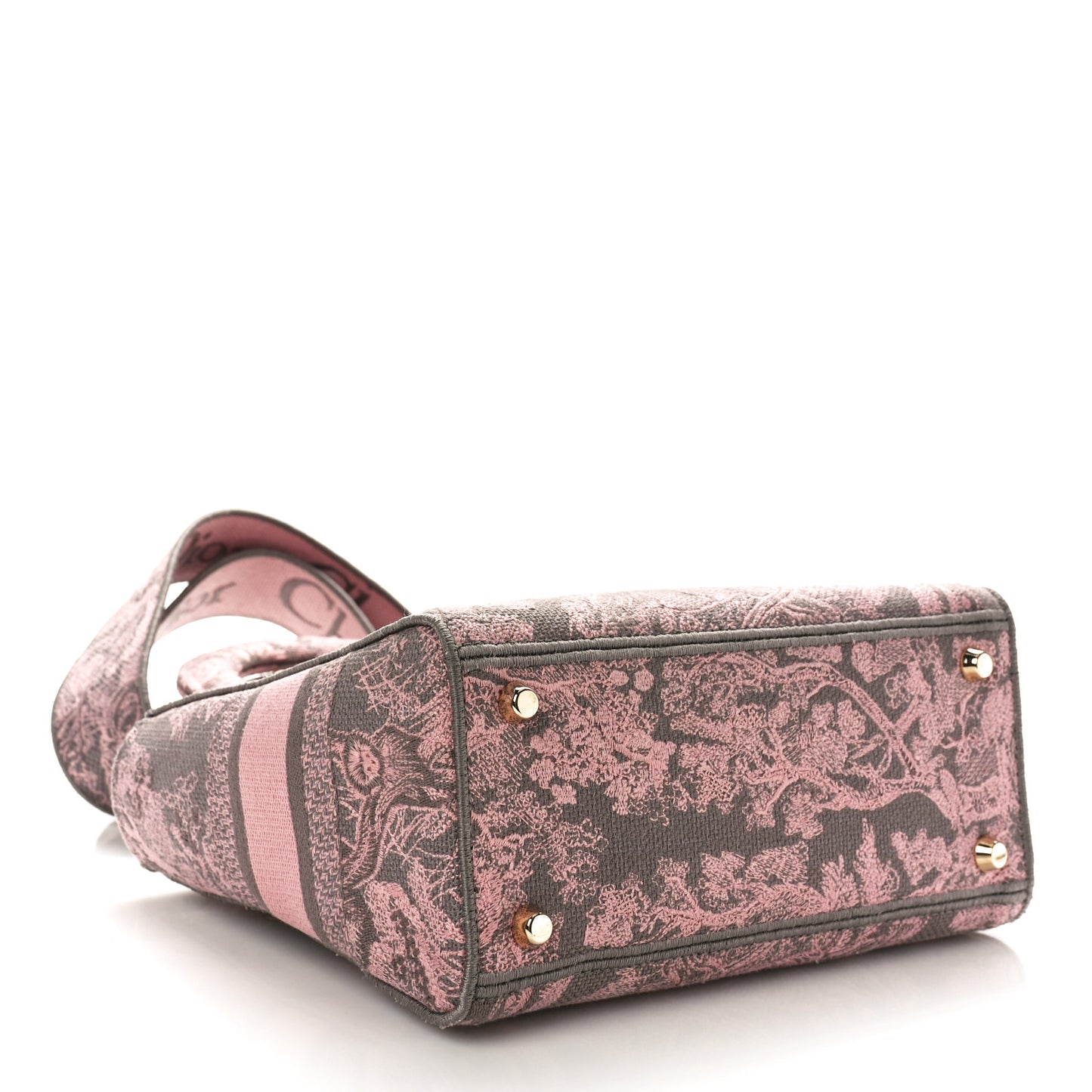 Canvas Toile De Jouy Embroidered Medium Lady D-Lite Gray Pink