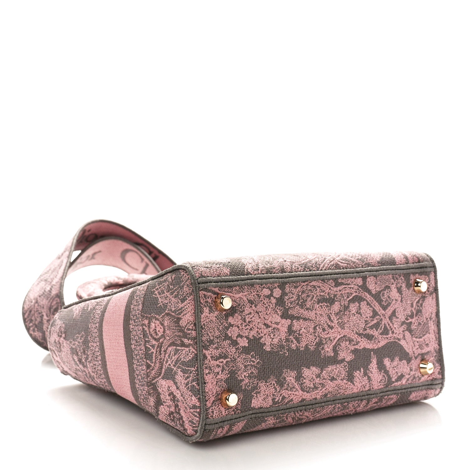 Christian Dior Canvas Toile De Jouy Embroidered Medium Lady D-Lite Gray Pink 4 of 9