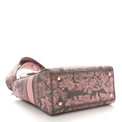 Christian Dior Canvas Toile De Jouy Embroidered Medium Lady D-Lite Gray Pink 4 of 9