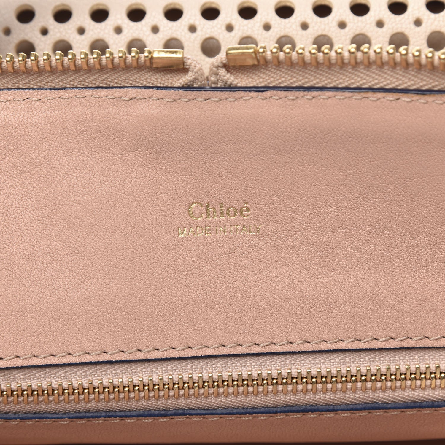 Chloe Calfskin Sheepskin Perforated Medium Baylee Tote Husky White 6 of 9
