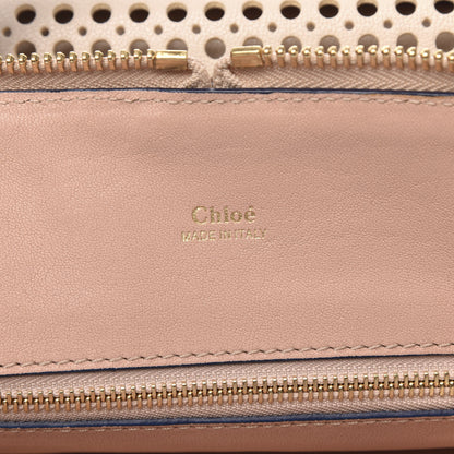 Chloe Calfskin Sheepskin Perforated Medium Baylee Tote Husky White 6 of 9