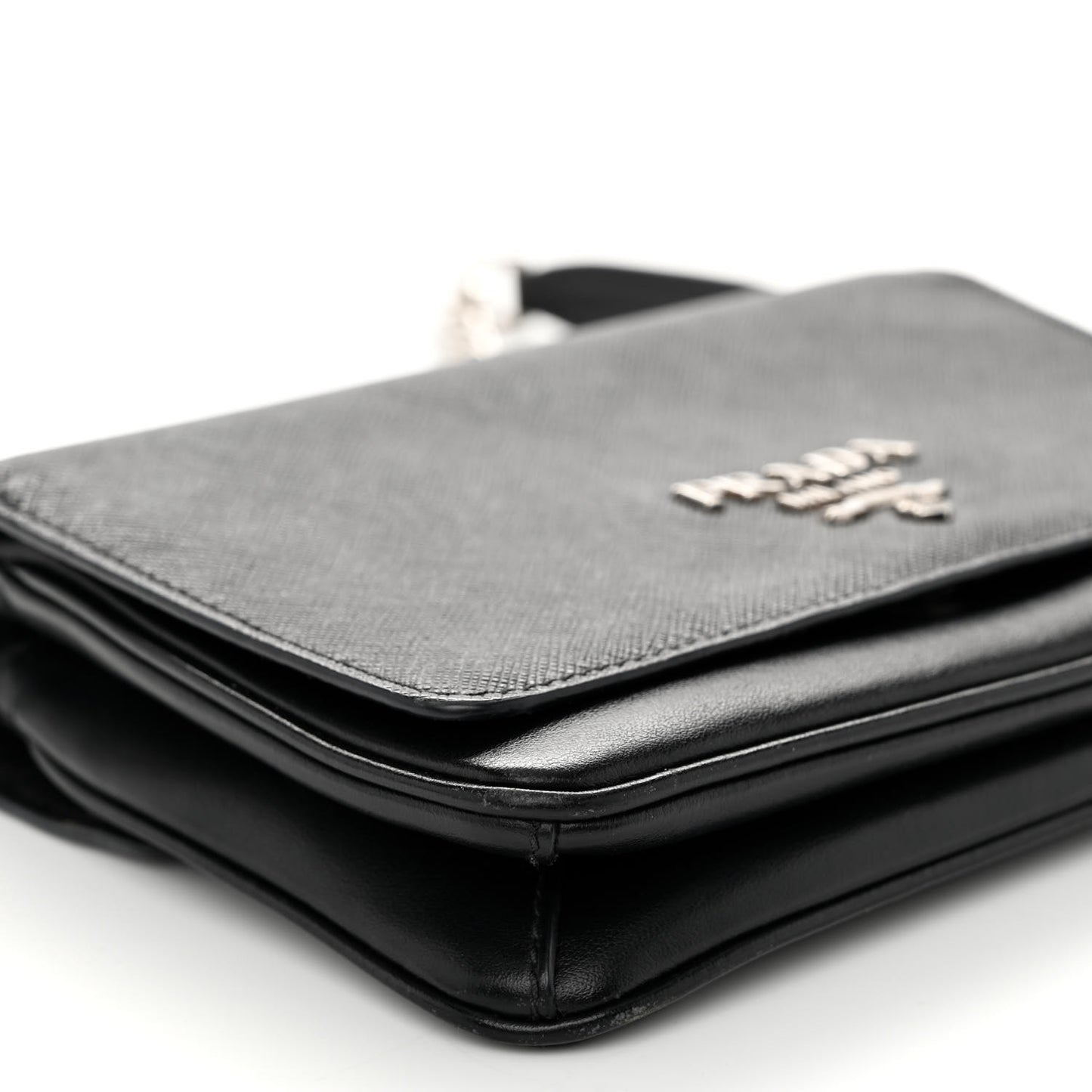 Saffiano Chain Shoulder Bag Black