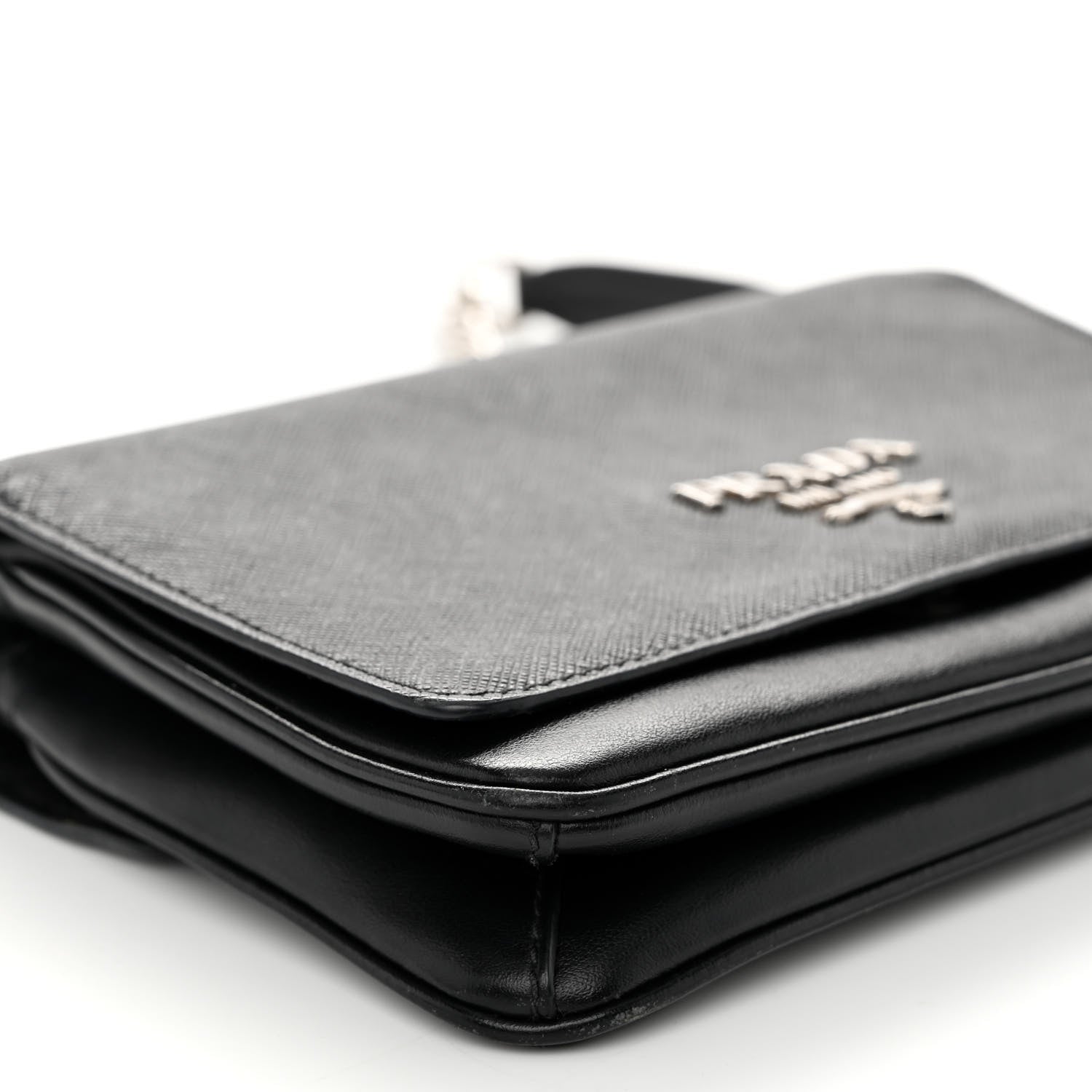 Prada Saffiano Chain Shoulder Bag Black 8 of 9