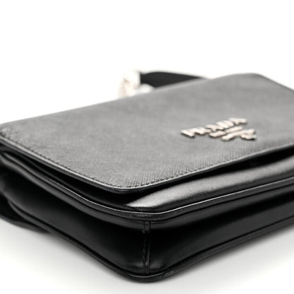 Prada Saffiano Chain Shoulder Bag Black 8 of 9