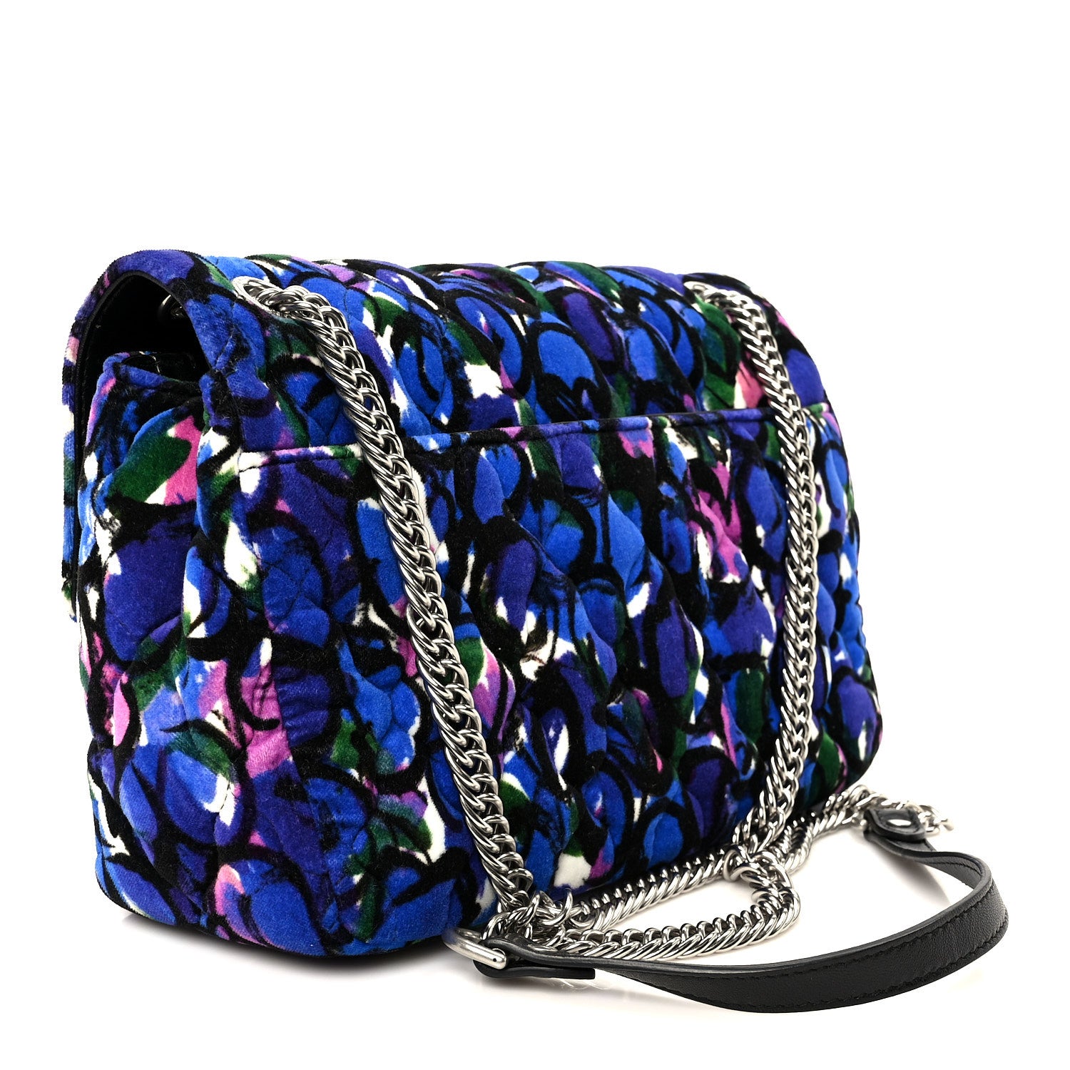 Balenciaga Velvet Floral Quilted M BB Round Shoulder Bag Bleu 2 of 10