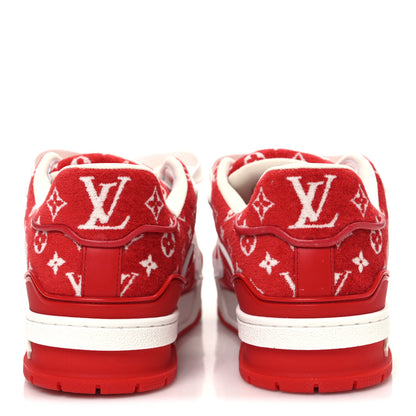 Louis Vuitton Jacquard Velvet Monogram Mens LV Trainer Sneakers 6.5 Red 6 of 10