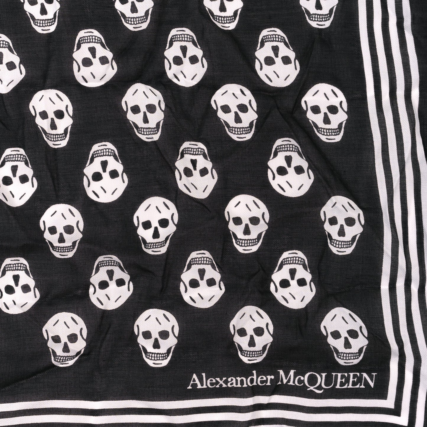 Silk Chiffon Skull Scarf Black Ivory