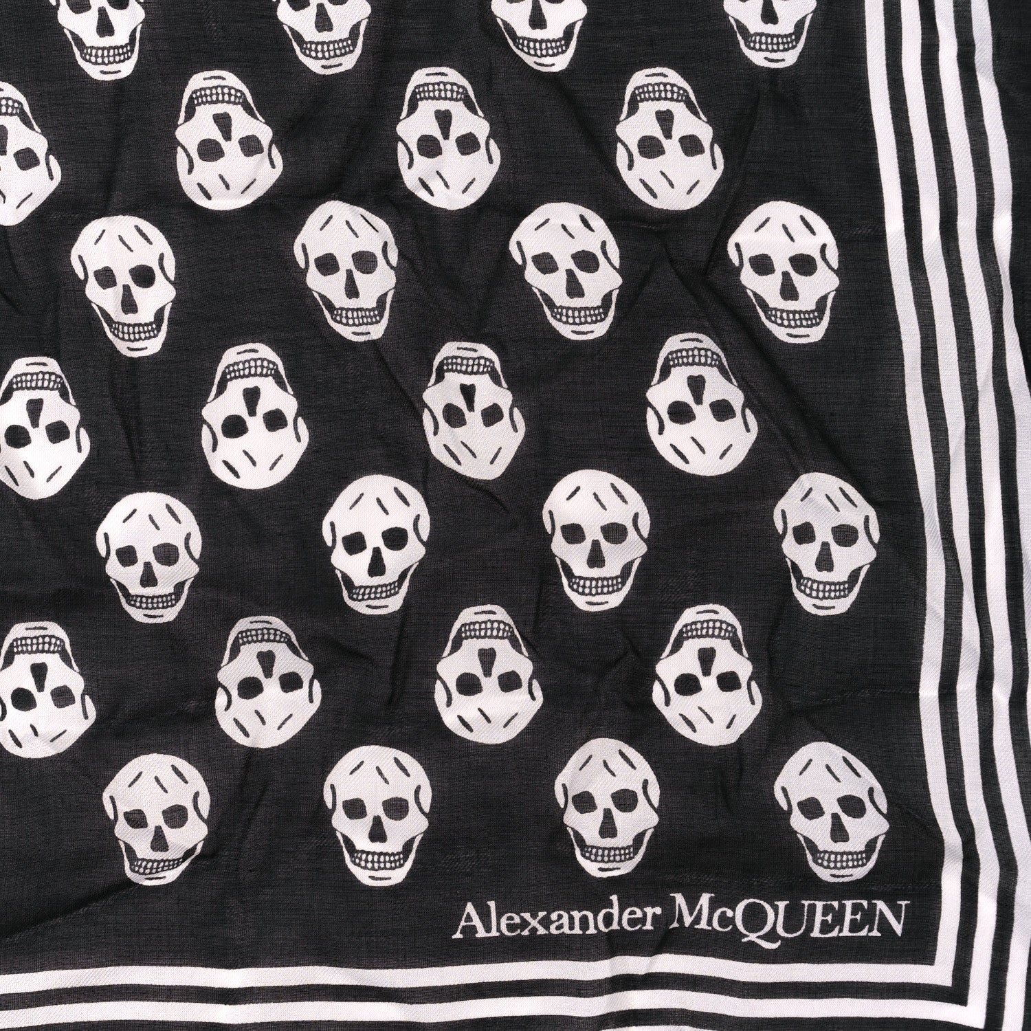Alexander McQueen Silk Chiffon Skull Scarf Black Ivory 2 of 4