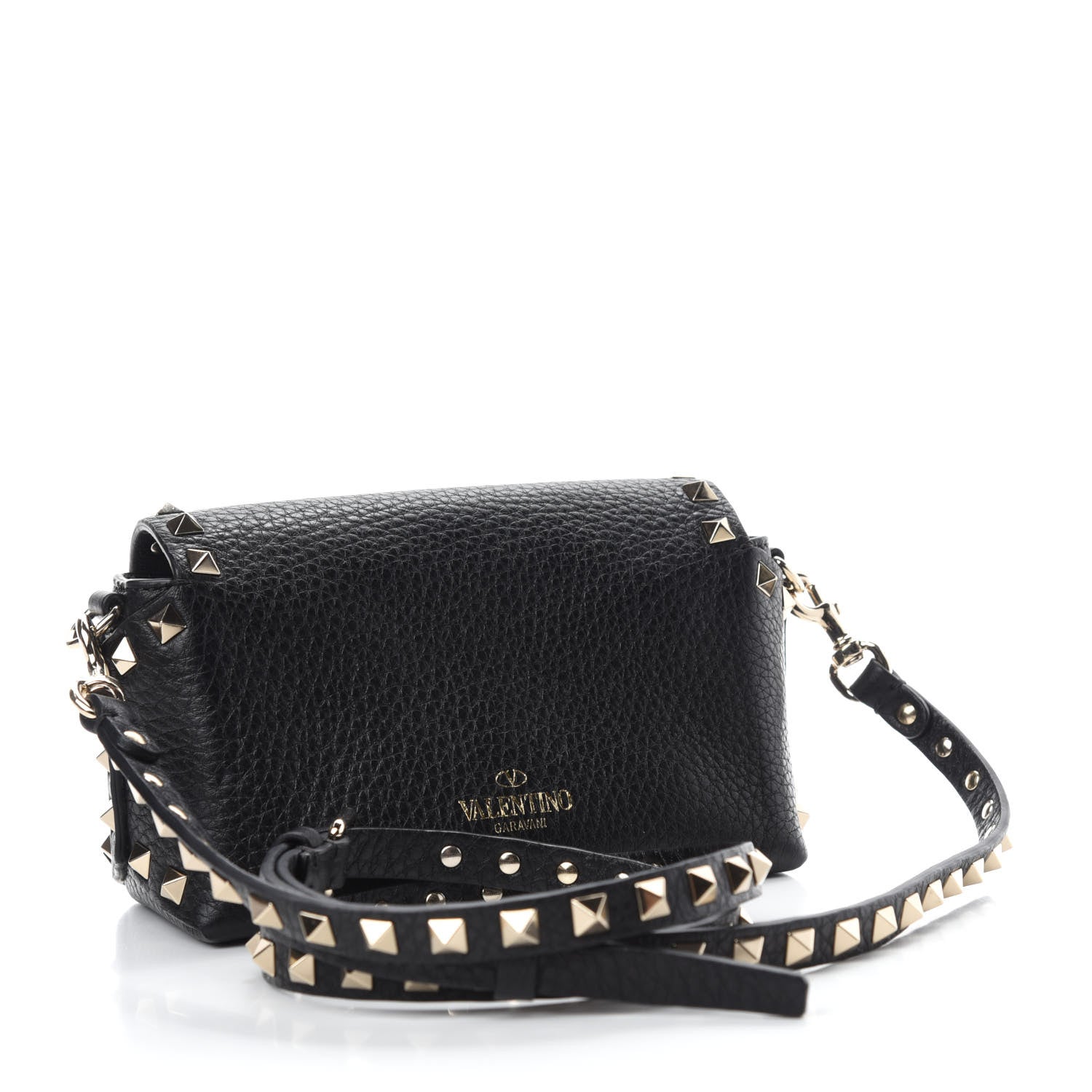 Valentino Garavani Pebbled Calfskin Mini Rockstud Crossbody Bag Black 3 of 10